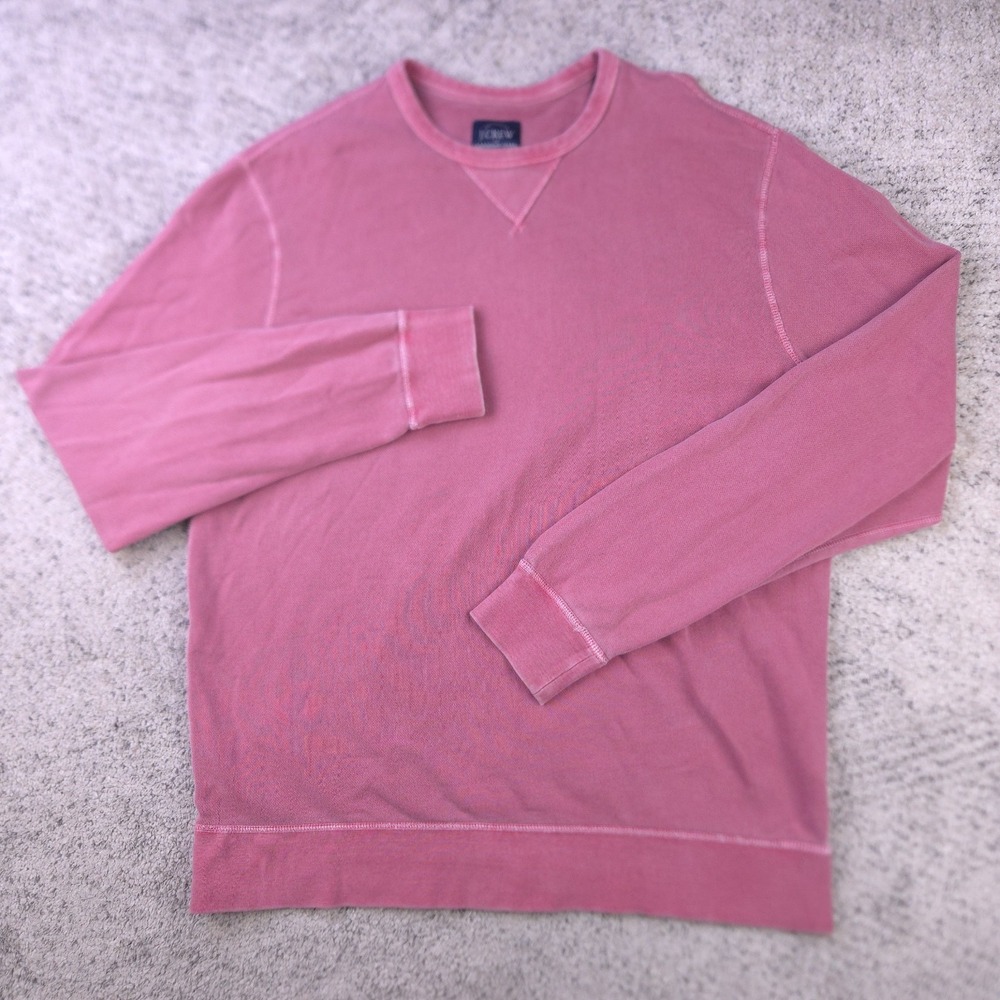 J Crew Sweatshirt Mens Size XL Crew Neck Pullover Garment Dyed Pink Sweater - Picture 2 of 9